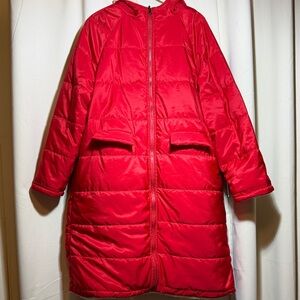 Vibrant Red Women's Puffer Coat
